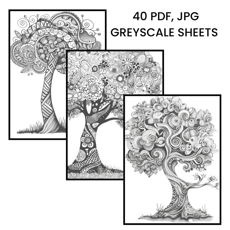 Zentangle Tree Patterns, Doodling Workbook (digital Download) - Etsy