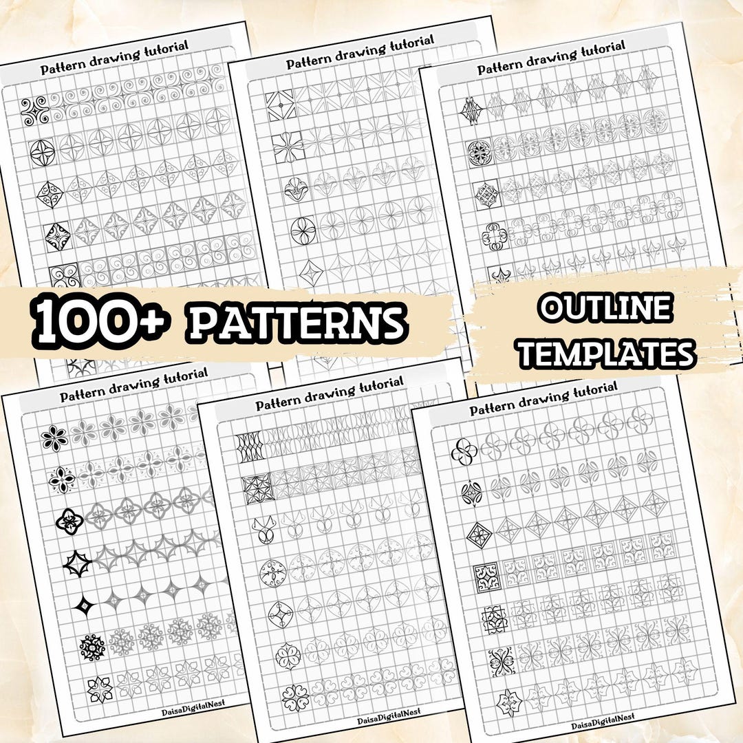 100+ Zentangle Pattern Templates: Calligraphy, Hand Lettering (digital ...