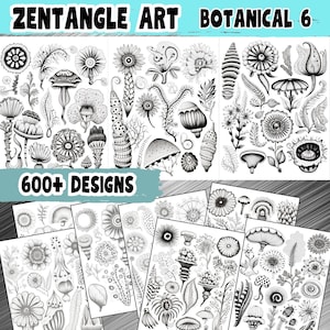 Zentangle: Entdecken Sie 600+ Botanische Design Tutorials und Arbeitsblätter in PDF, PNG und JPG Formaten, Zentangle Muster Anfänger, Anti Stress