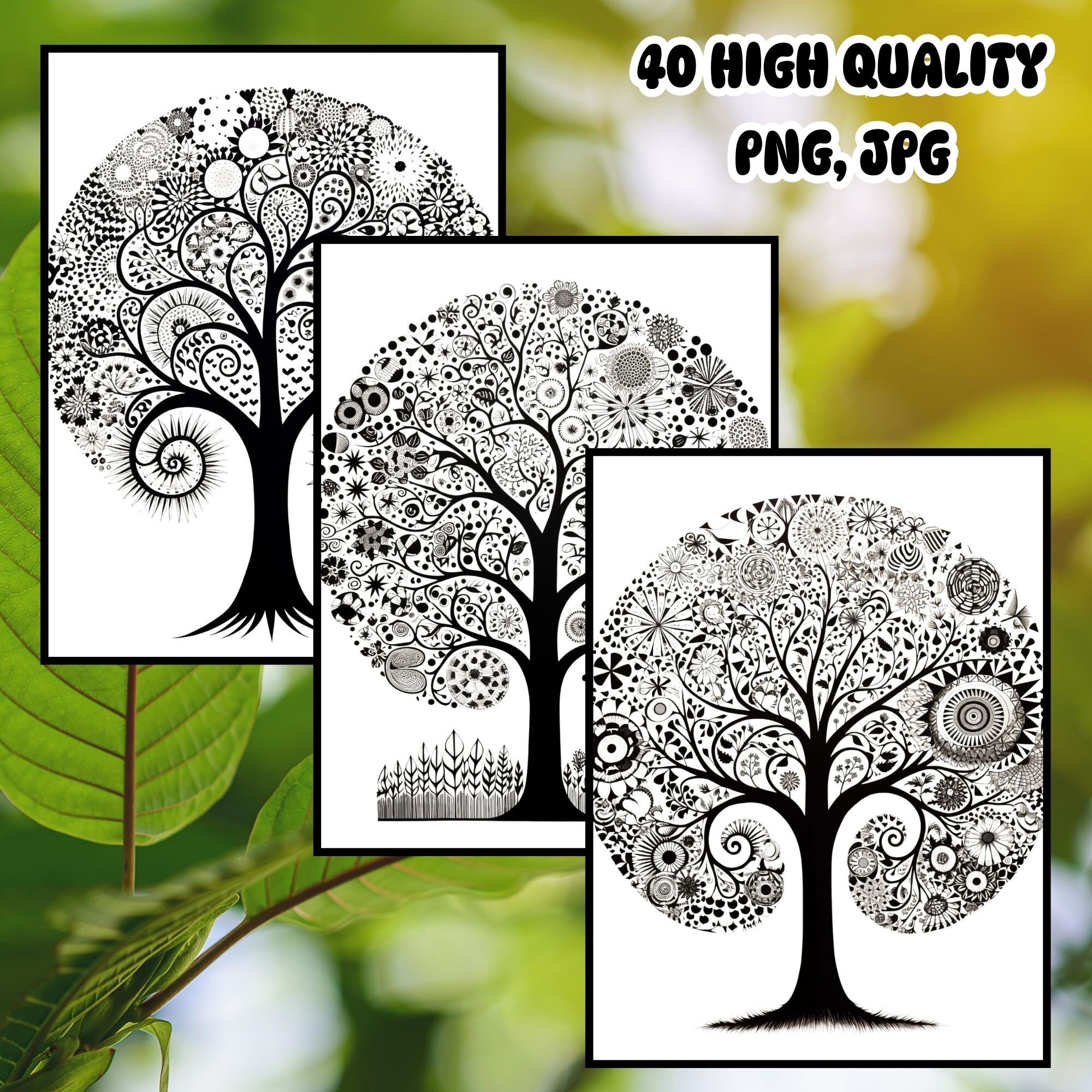 Zentangle Tree Patterns, Doodle Art Practice Sheets (PDF, PNG, JPG) - Etsy