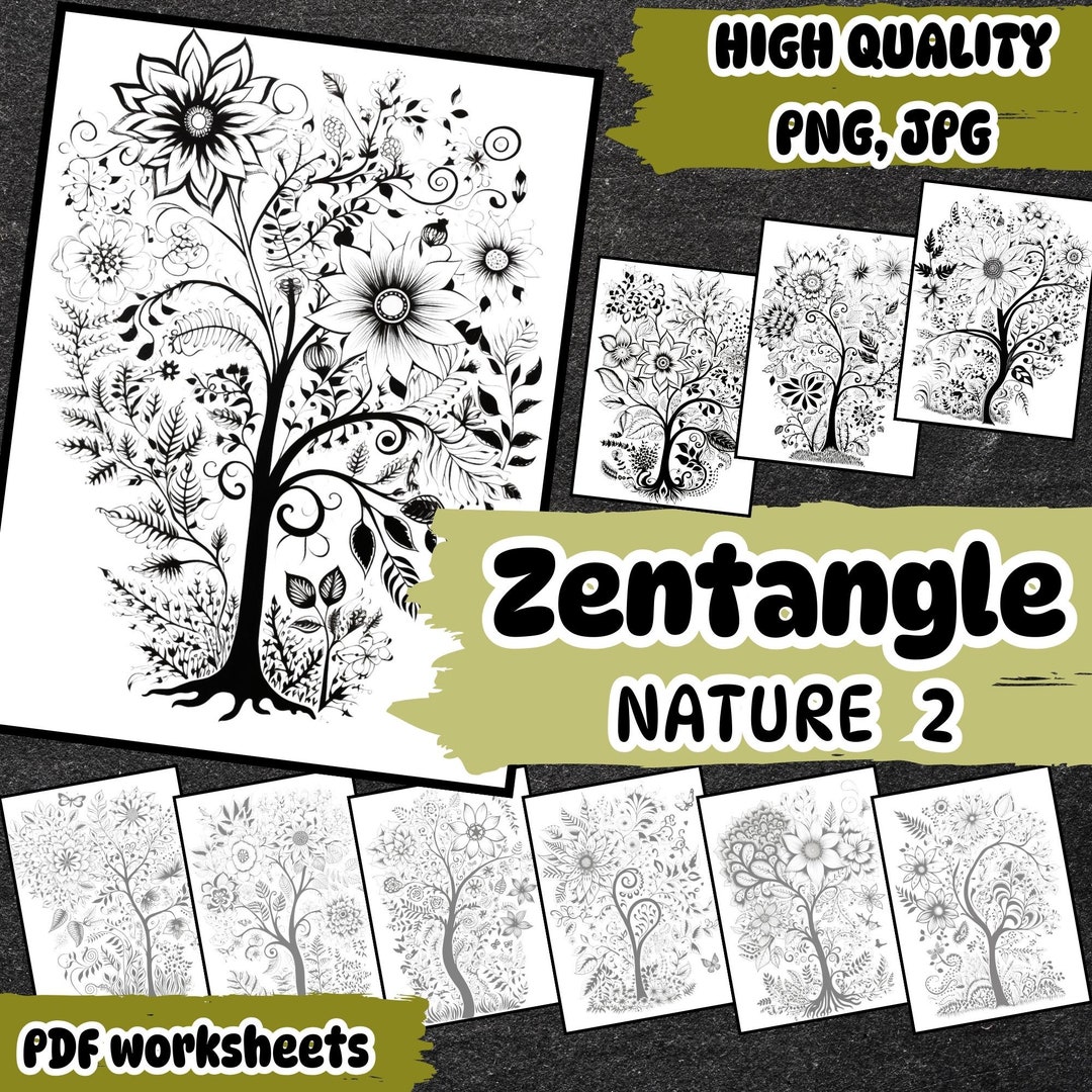 Unique Zentangle Tree Patterns, Nature Art (downloadable PNG, JPG, PDF ...