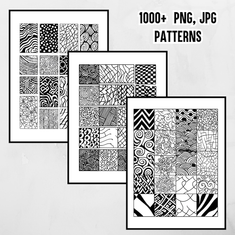 Line Work Pages 1000+ Zentangle Pattern Sheets: Line Art Workbook (digital Download) - Etsy