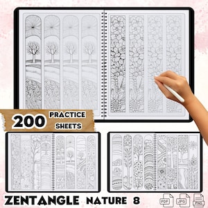 Przyjazne dla początkujących szablony Zentangle i zestaw rysunków antystresowych, zestaw ozdób, ćwiczenia liternictwa, łatwe rysowanie, przewodnik dla początkujących Zen