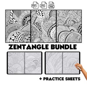 Fondos de arte Zentangle, diseños intrincados (PDF, PNG, JPG)