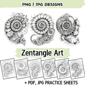 Wzory Zentangle: Odkryj Doodle Print Art i Ćwiczenia Kaligraficzne Ćwiczenia dla Uroczych Rzeczy do Rysowania, Arkusze Ćwiczeń Mandali, Antystresowe