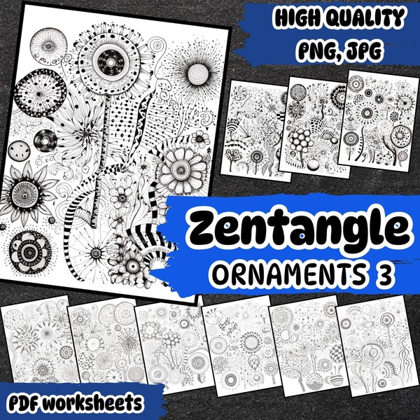 Motifs insolites Zentangle, décorations originales, motifs magistraux, tutoriels étape par étape et feuilles de travail téléchargeables, PNG, JPG, PDF