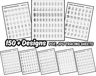 Floral Doodle Drawing Worksheets – DIY Art, Calligraphy Practice (PDF, JPG)
