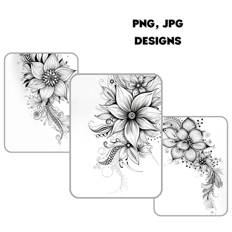 botanical zentangle coloring worksheets, floral mandala art stress relief, beginner-friendly zentangle practice sheets, black-and-white zentangle flower designs, detailed Zentangle mandala tutorials, hand-training Zentangle drawing worksheets