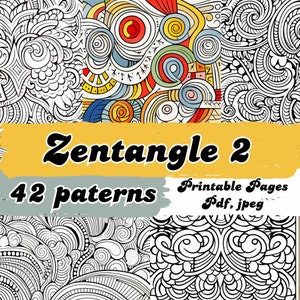 Patrones Zentangle fáciles de seguir, tutoriales descargables en PDF y JPEG, ilustraciones Zentangle para nuevos artistas, arte Mandala