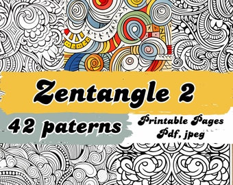 42 Zentangle Muster, einfache Illustrationen für Anfänger (PDF & JPEG)