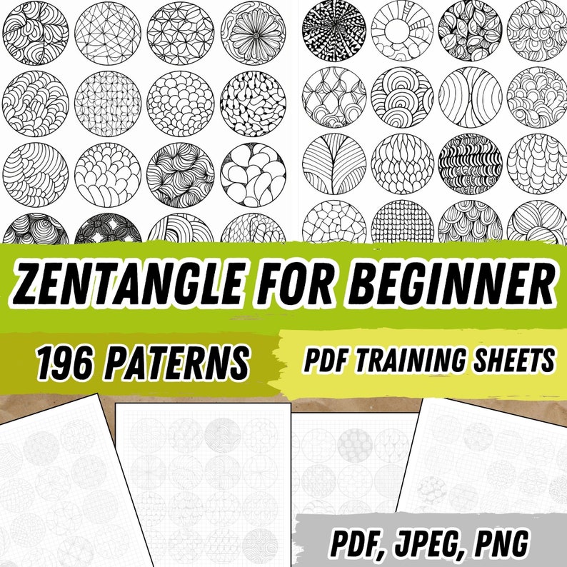 Circuler Pattern Practice Zentangle Patterns Workbook, 196 Practice Sheets (PDF, JPEG, PNG) - Etsy