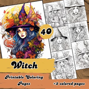 Enchanting Witch Coloring Pages for Adults, Unleash Your Creativity with Stunning Designs, Creative Escape with Witchcraft Art, PDF