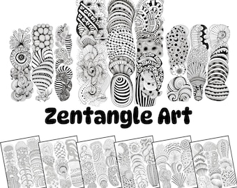 Zentangle Art Ornament Patterns Bundle, Tutorials, Template (PDF)
