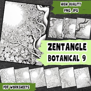Elementi botanici Zentangle, Natura in stile Zentangle, Paesaggi elfici dei Regni oscuri, Colorazione antistress, Impara a disegnare, Fogli di monitoraggio