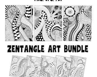 Druckbare Zentangle Art Arbeitsblätter | Muster für Stressabbau (PDF, PNG, JPG)