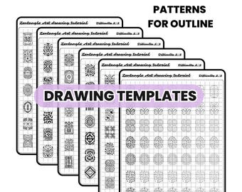 Zentangle Muster Gliederung Vorlagen | 150 Doodle Designs | Druckbare Mindful Art Sheets PDF JPG PNG