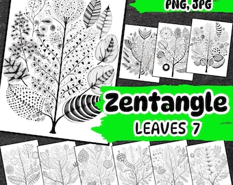 Leaf Zentangle Practice Sheets, Doodle Art (Digital Download)