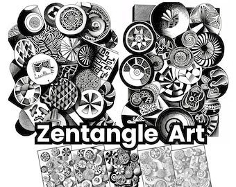 Ingewikkeld zentangle-oefenwerkboek – geometrische mandala-sjablonen – unieke patronen + overtrekwerkbladen – digitale kunsttherapie