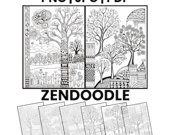 Zentangle Doodle Practice Worksheets – Mindful Art Therapy, Anti-Stress (Digital Download)