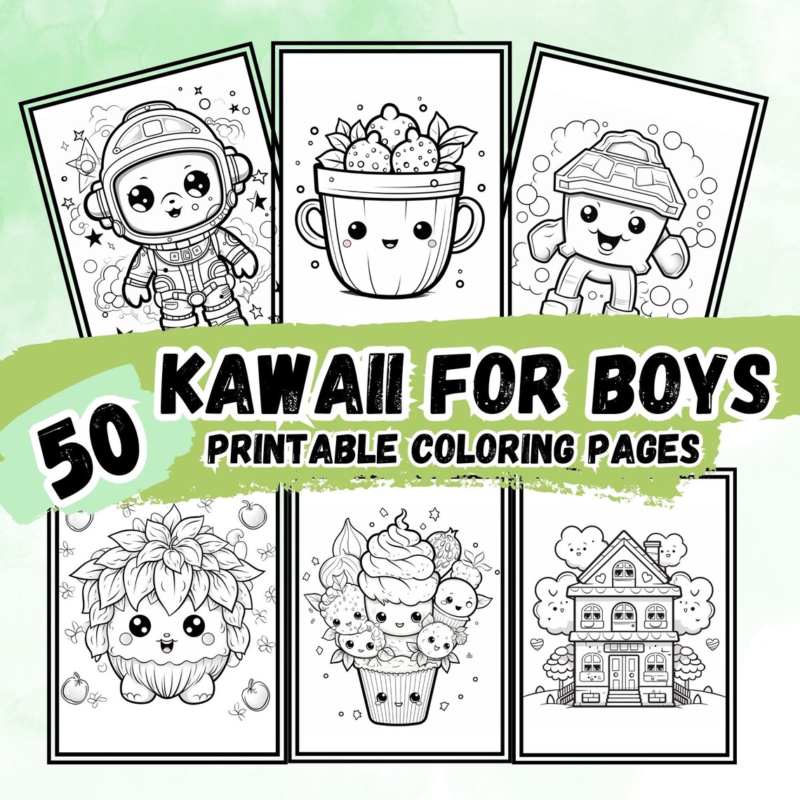 Easy Kawaii Coloring Pages for Boys, Fun and Adorable Designs for