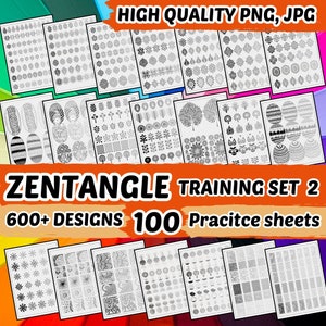 Zentangle Patterns and Practice Sheets, 600+ Designs (PNG, JPG, PDF)