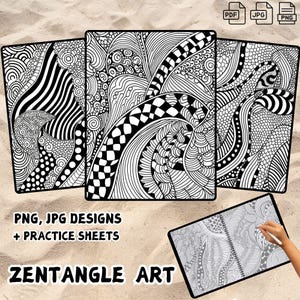 Beginner-Friendly Zentangle Patterns, Easy Practice Sheets, Zendoodle Designs for Relaxation, Creative Mindful Drawing Resources