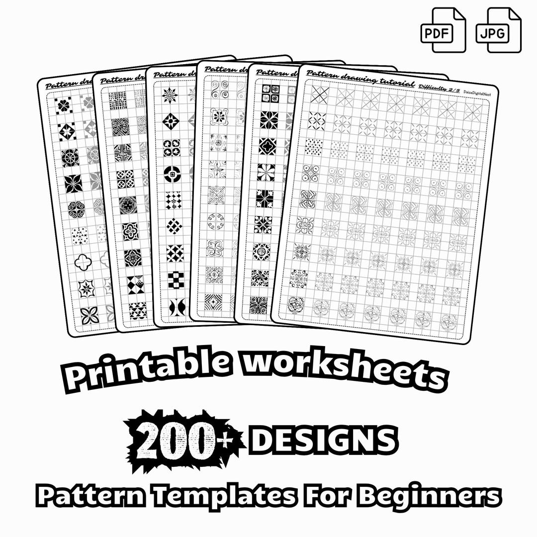 Zentangle Pattern Drawing Sheets: 200+ Beginner Templates (PDF, JPG) - Etsy