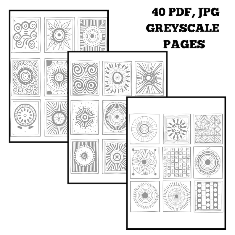 Zentangle Practice Sheets Bundle | Greyscale & Grid (digital Download ...