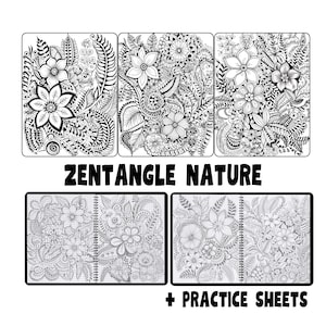 Samouczki botanicznych wzorów zentangle, kwiatowe rysunki (PDF)