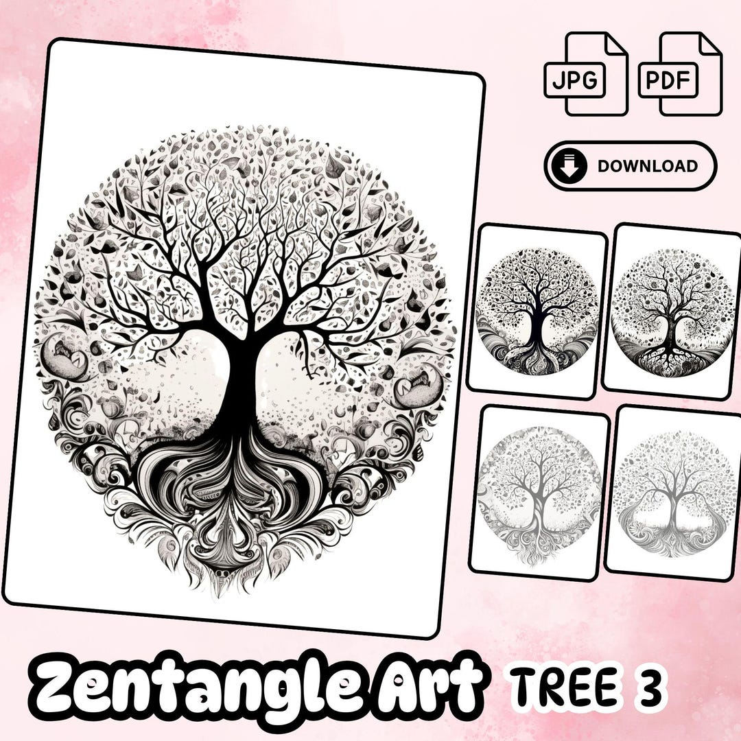Zentangle Tree Patterns, Unusual Tree Design With Practice Sheets ...