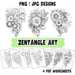 Zentangle Art Worksheets & Tutorials: Learn Amazing Patterns, Digital Resources