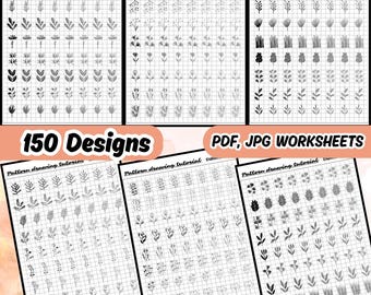 Flower Drawing Guide, Step-by-Step Worksheets, Zentangle, Mandala (PDF, JPG)