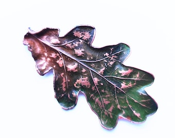 Copper oak leaf brooch Handmade jewelry botanical pattern Jewelry inspired by nature