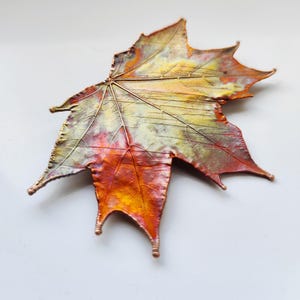 Electroformed Copper Maple Leaf Brooch, Fire Patinated Jewelry