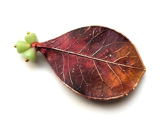 Smoke Tree Leaf Brooch: Patinated Copper Botanical Jewelry