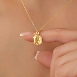 Silver Horse Necklace, Maned Horse Head Necklace, Animal Necklace, Gold Horse Necklace, Mom Necklace, Handmade Pendant, Gift for Her