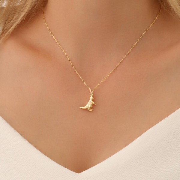 Gold Plated Kangaroo Necklace – Minimal Animal Charm Pendant, Cute Wildlife Jewelry Gift