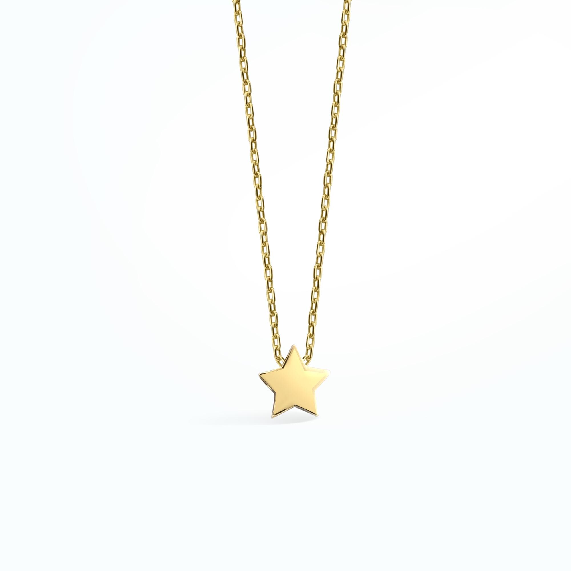 14K Gold Small Star Pendant Necklace, 14K Gold Small Star