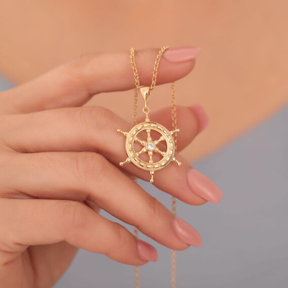 Sterling Silver Ship Wheel Necklace: Elegant Nautical Jewelry