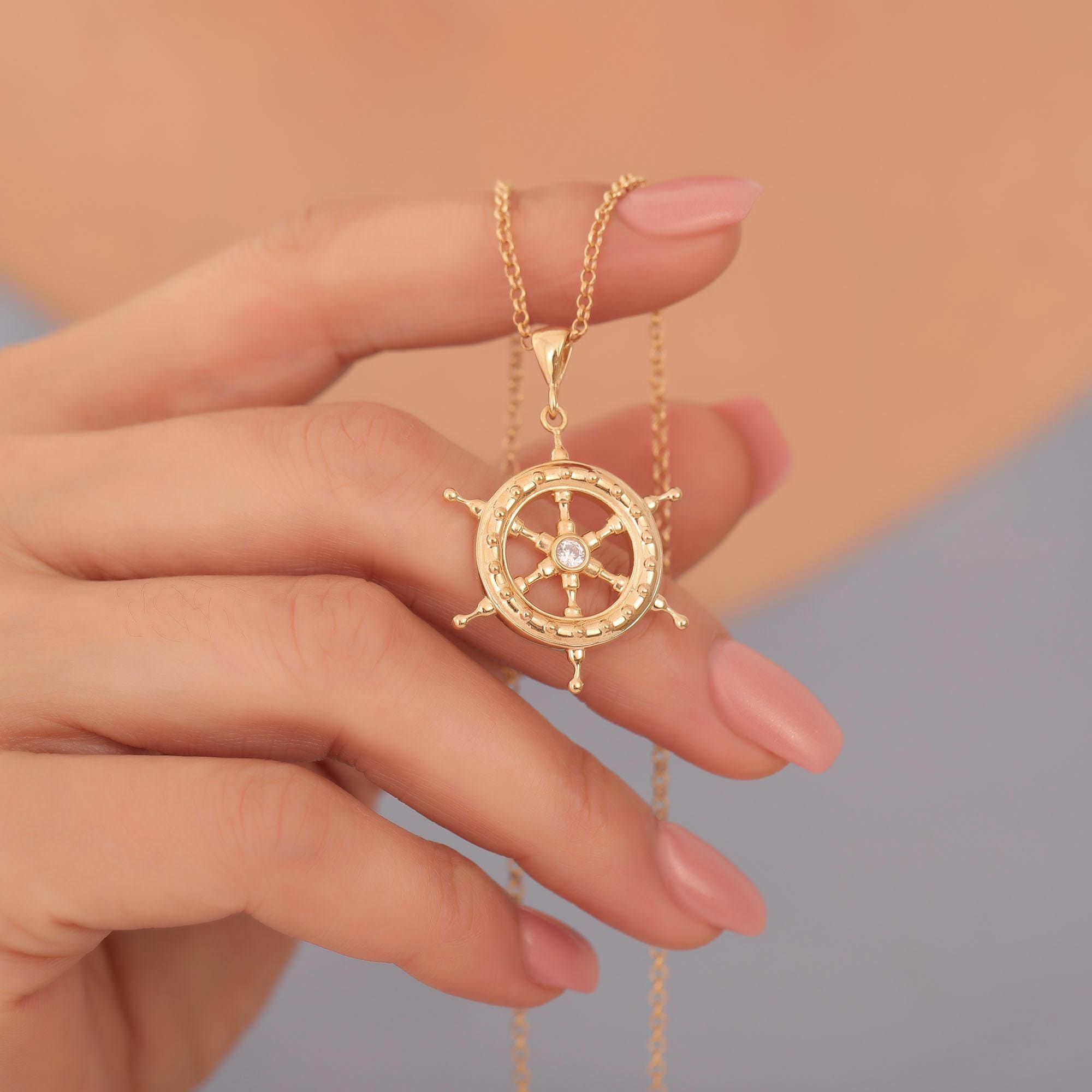 Sterling Silver Ship Wheel Necklace: Elegant Nautical Jewelry