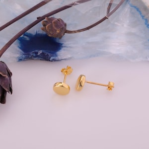 Hammered Sterling Silver Disc Earrings: Gold Bubble Studs