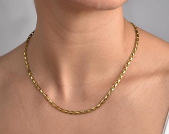 14K Gold Plated 925 Sterling Silver Chain Link Necklace, Gold Link Chain Necklace, Minimalist Chain Necklace, Everyday Layering Necklace