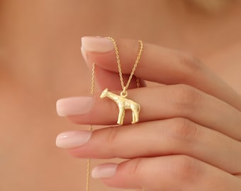 Colar Girafa Dourada, Colar Minimalista com Pingente de Animal, Colar com Pingente de Girafa Fofo, Joia Delicada em Ouro, Presente para Amantes de Animais