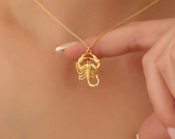 Scorpio Zodiac Necklace – 14K Gold Micron Plated Scorpion Pendant – Astrology Jewelry Gift for Her