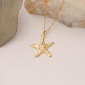 Sterling Silver Starfish Necklace: Initial Charm, Beach Jewelry