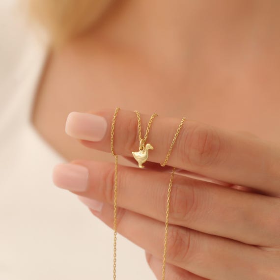 Minimal Duck Necklace, Duck Jewellery, Duck Gift, Duck Lover Gift
