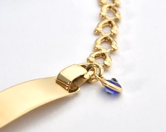 14K Gold Baby and Kids Evil Eye Id Bracelet, Personalized Evil Eye Baby Bracelet, Baby Shower Gift, Initial Name Bracelet for Baby