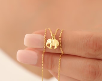 Gold Elephant Necklace, Minimal Elephant Pendant, Animal Symbol Jewelry, Dainty Gold Necklace, Meaningful Gift