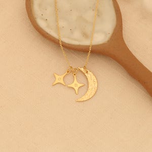Gepersonaliseerde ketting met halve maan en sterren: sterling zilver, hangers met initialen