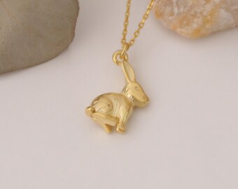VENACOLY Collana Con Ciondolo Coniglietto In Argento 925 E Luna In Oro – Gioiello Animale Per Donna, Regalo Speciale